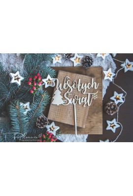 Drewniany topper Wesołych Świąt