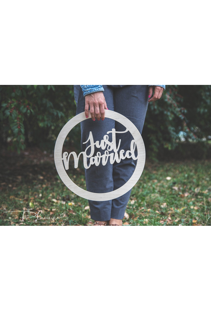 Koło Just Married z drewna