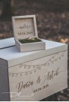 Drewniany grawerowany komplet skrzynka na koperty oraz pudełko na obrączki