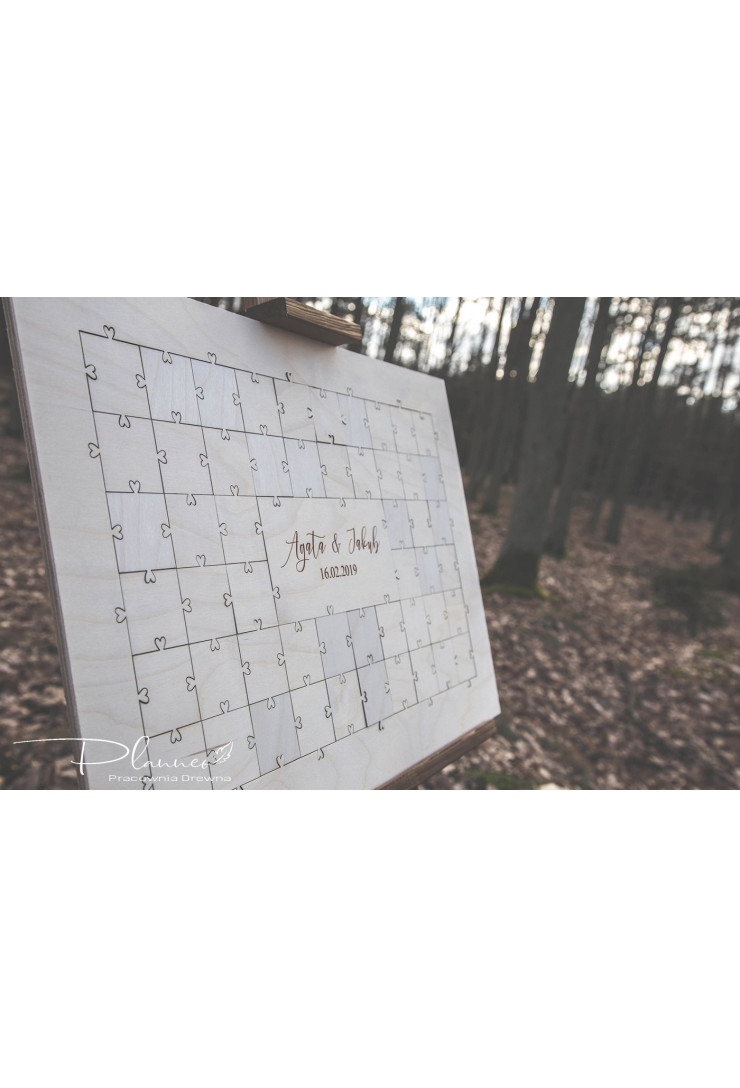 Drewniana grawerowana Księga Gości puzzle