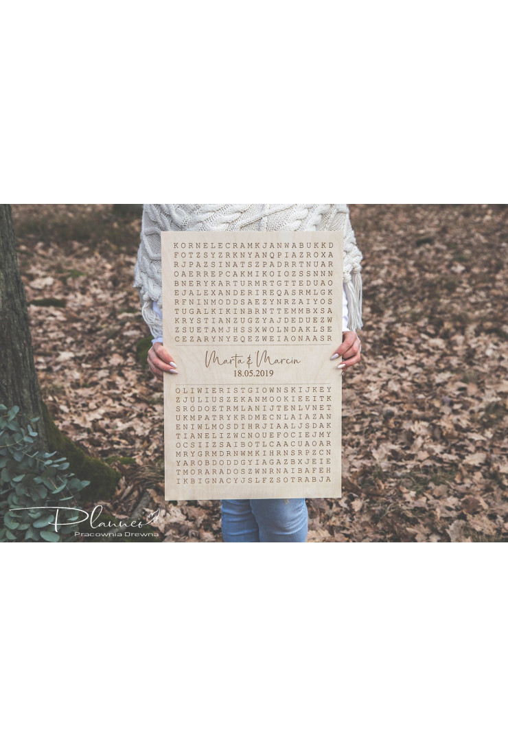 Drewniana grawerowana Księga Gości do wykreślania