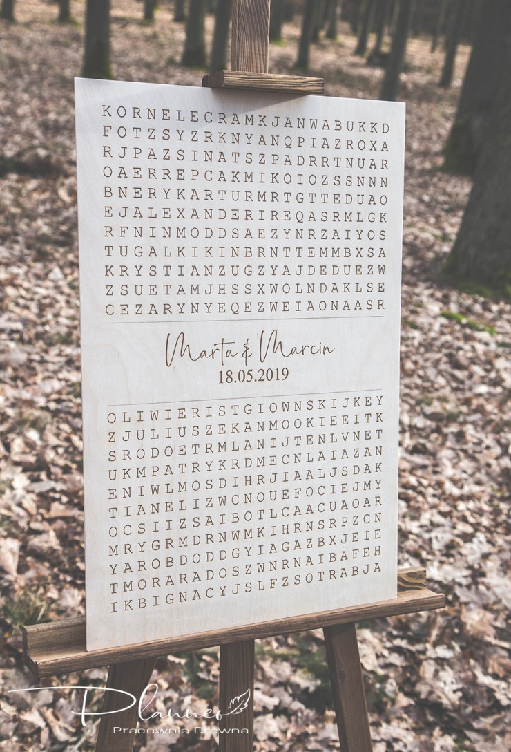 Drewniana grawerowana Księga Gości wykreślanka