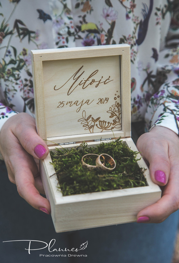 Grawerowany komplet skrzynka na koperty oraz pudełko na obrączki