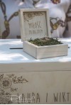 Drewniany grawerowany komplet skrzynka na koperty oraz pudełko na obrączki