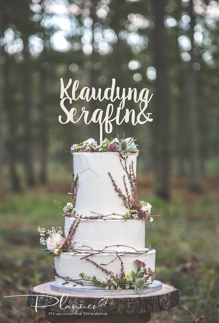 Drewniany topper Fantazja z imionami