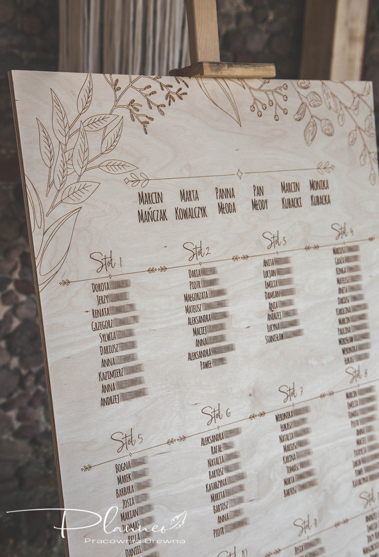 Grawerowany table plan