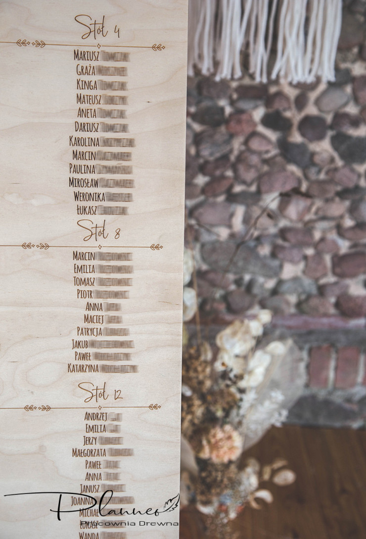 Drewniany table plan