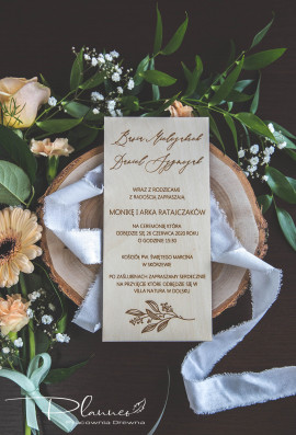 Drewniane grawerowane zaproszenia ślubne