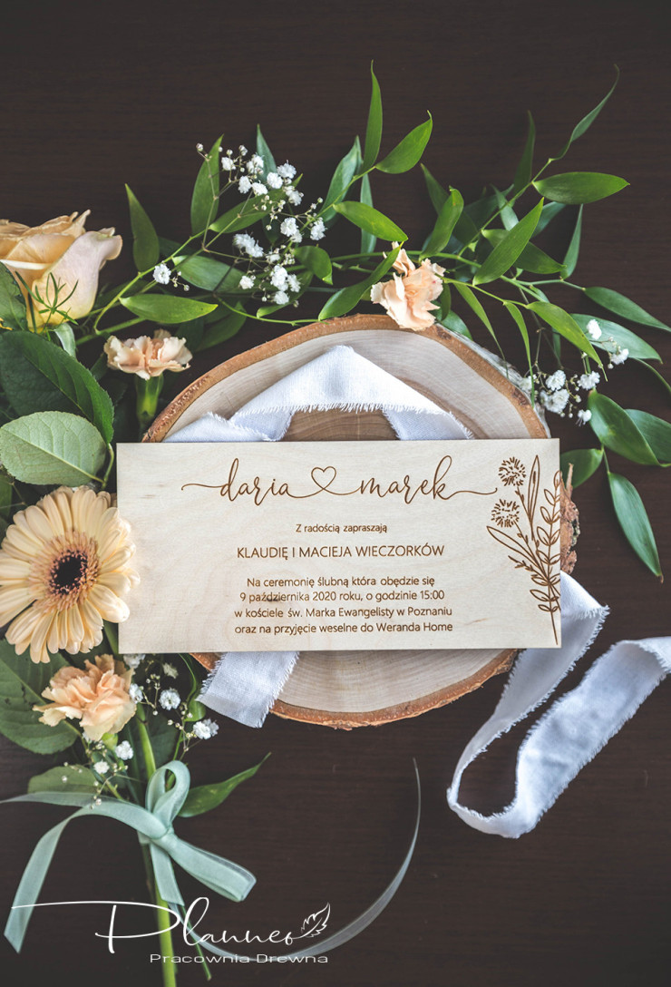 Grawerowane zaproszenia ślubne wiązanka