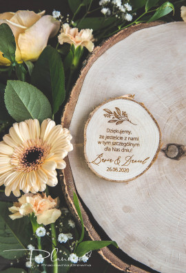 Drewniane grawerowane podziękowanie dla gości magnes