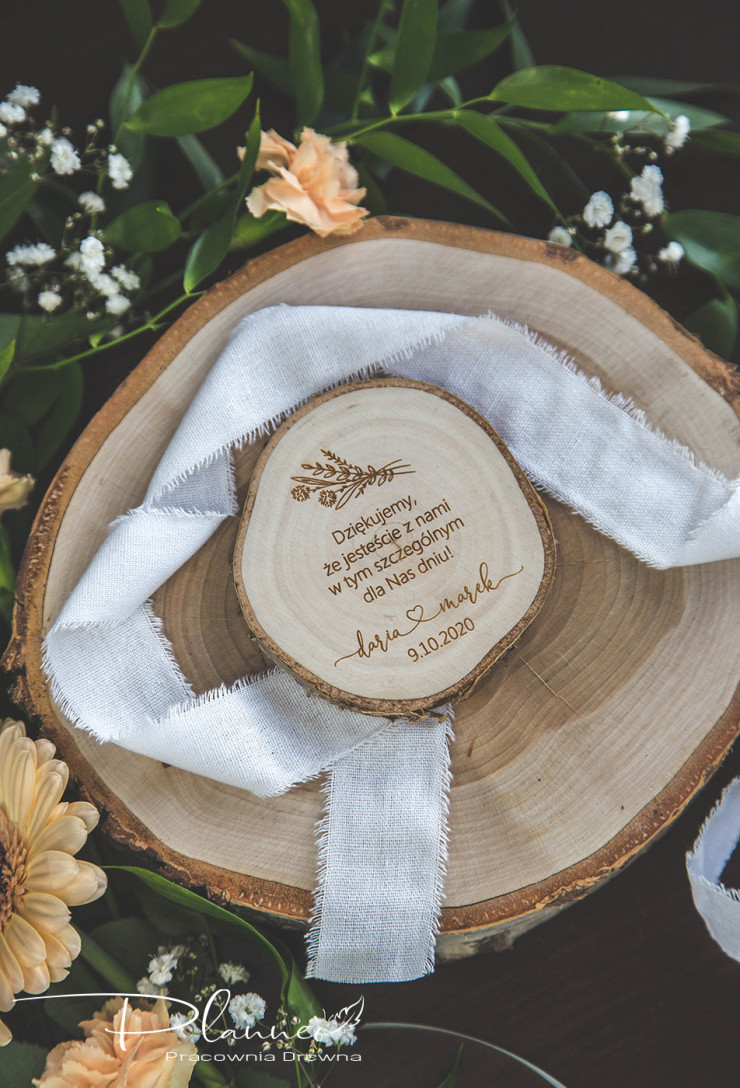 Drewniane grawerowane podziękowanie dla gości magnes