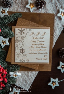 Drewniana kartka świąteczna