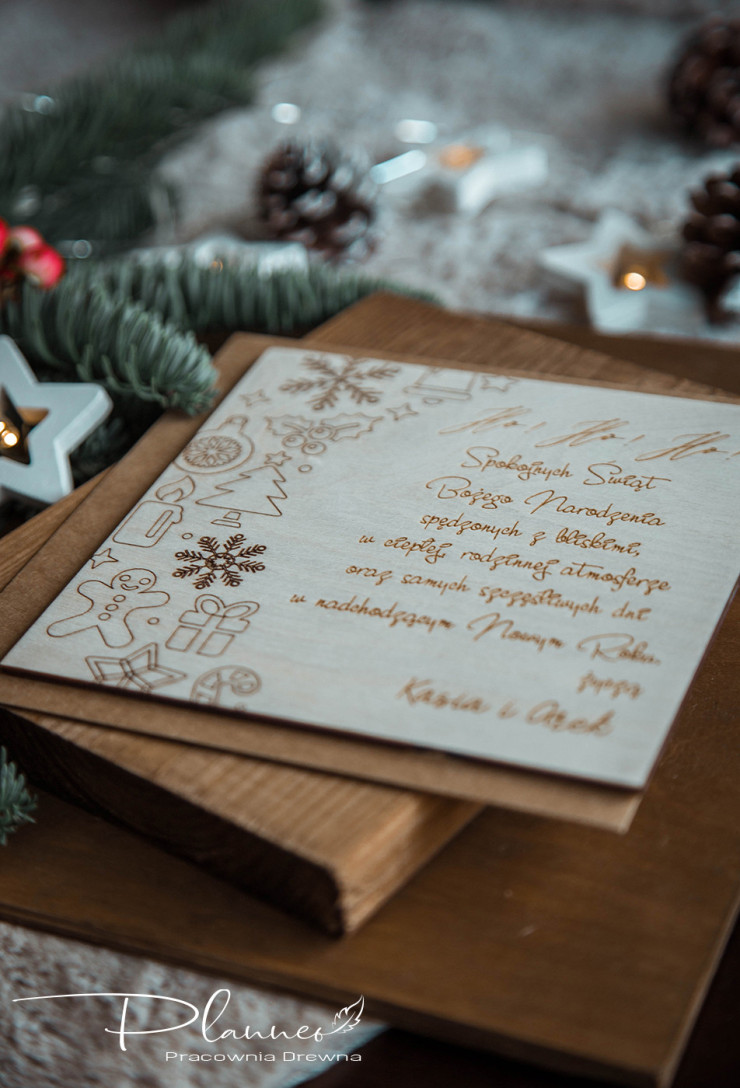 Drewniana kartka personalna