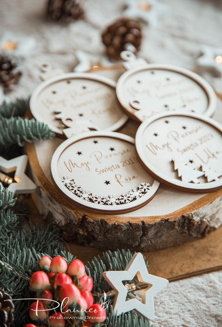 Bombki drewniane Moje Pierwsze Święta