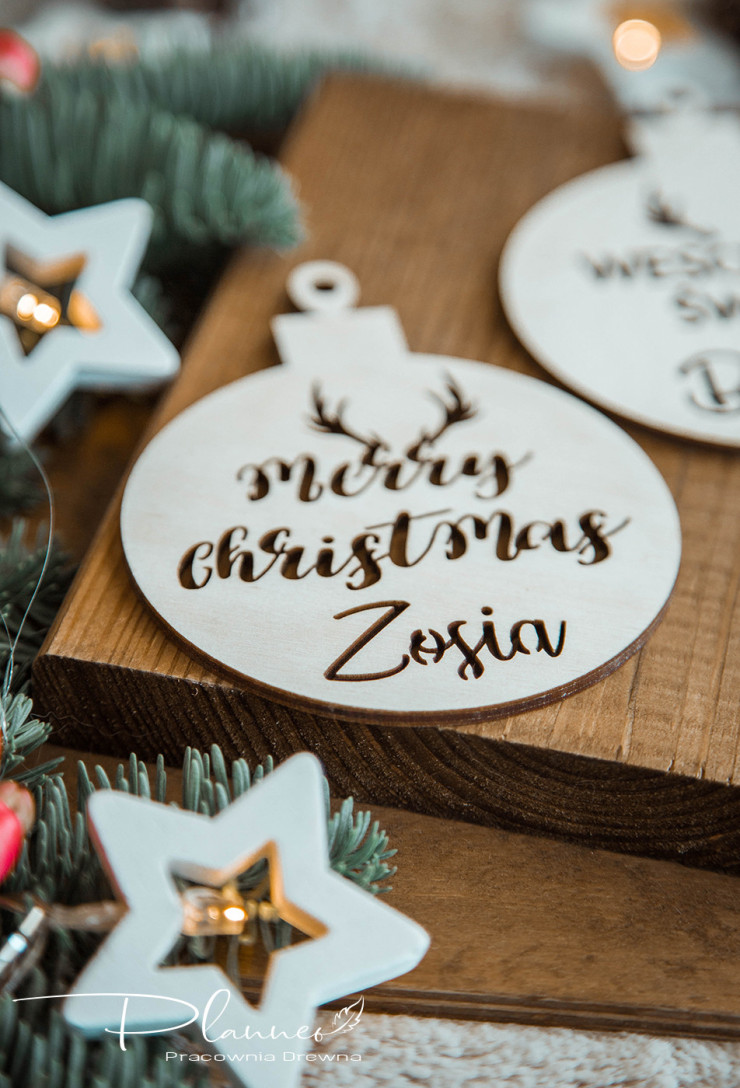 Bombki personalizowane drewniane