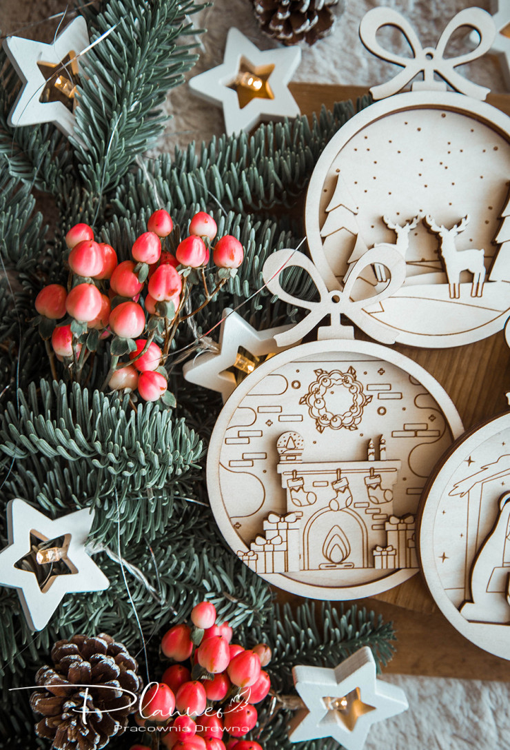 Bombki przestrzenne drewniane