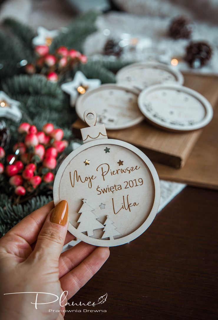 Drewniana bombka Moje Pierwsze Święta
