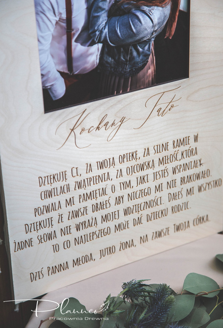 Drewniane grawerowane podziękowania dla Rodziców ze zdjęciem