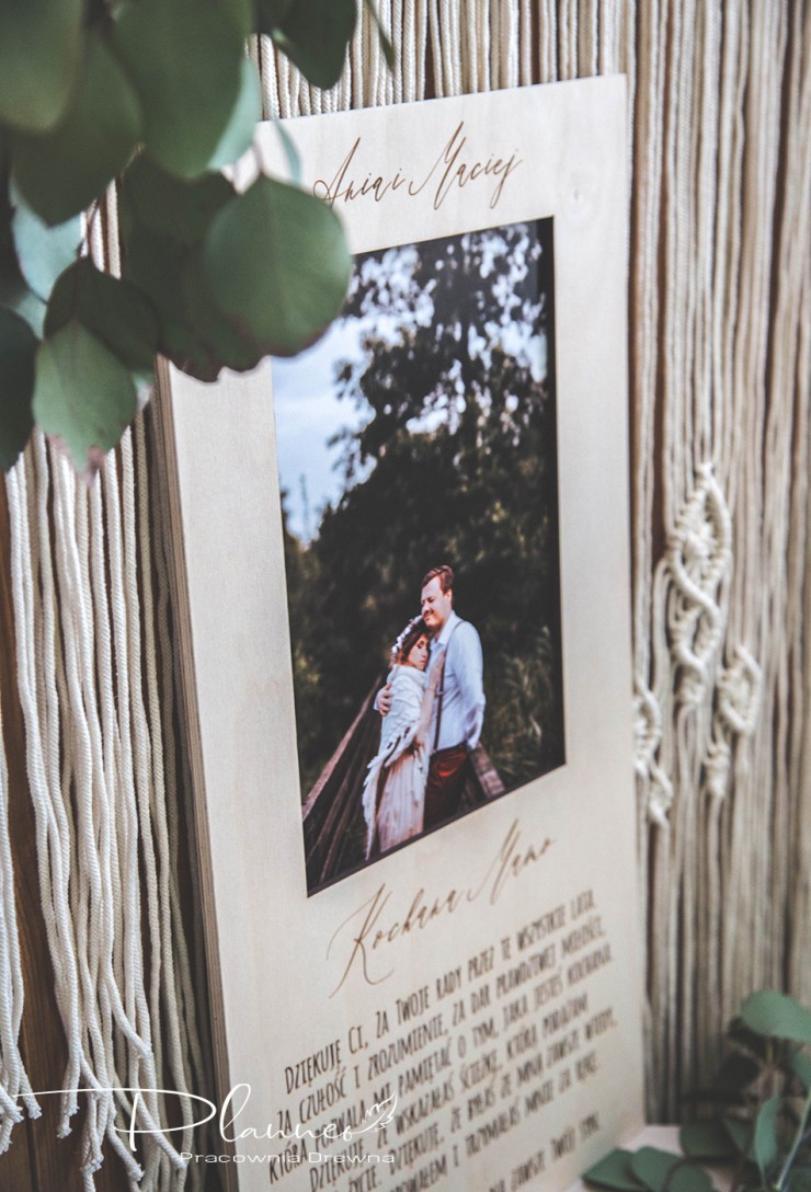 Drewniane grawerowane podziękowania dla Rodziców