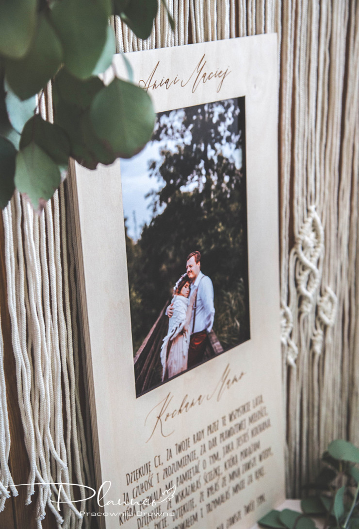 Drewniane grawerowane podziękowania dla Rodziców