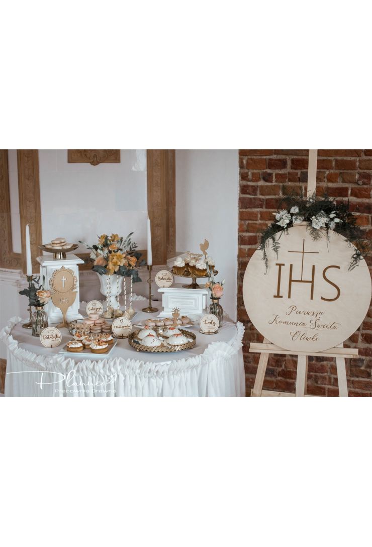 Koło grawerowane IHS Pierwsza Komunia