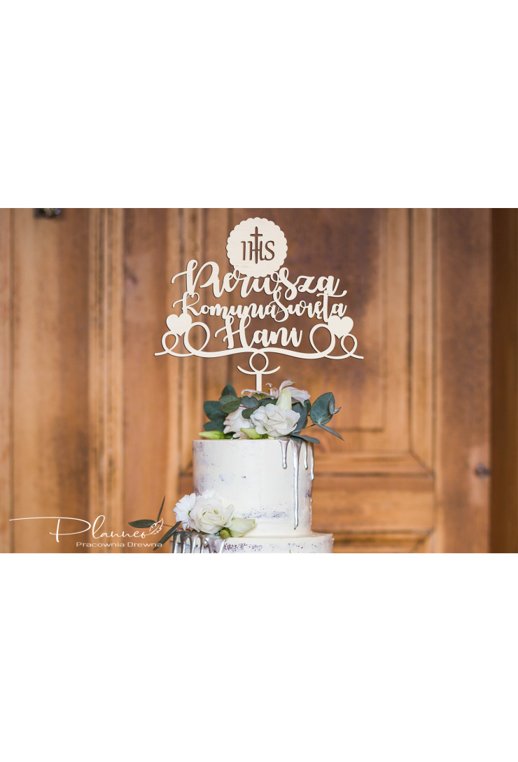 Topper Komunia Święta Hostia drewno