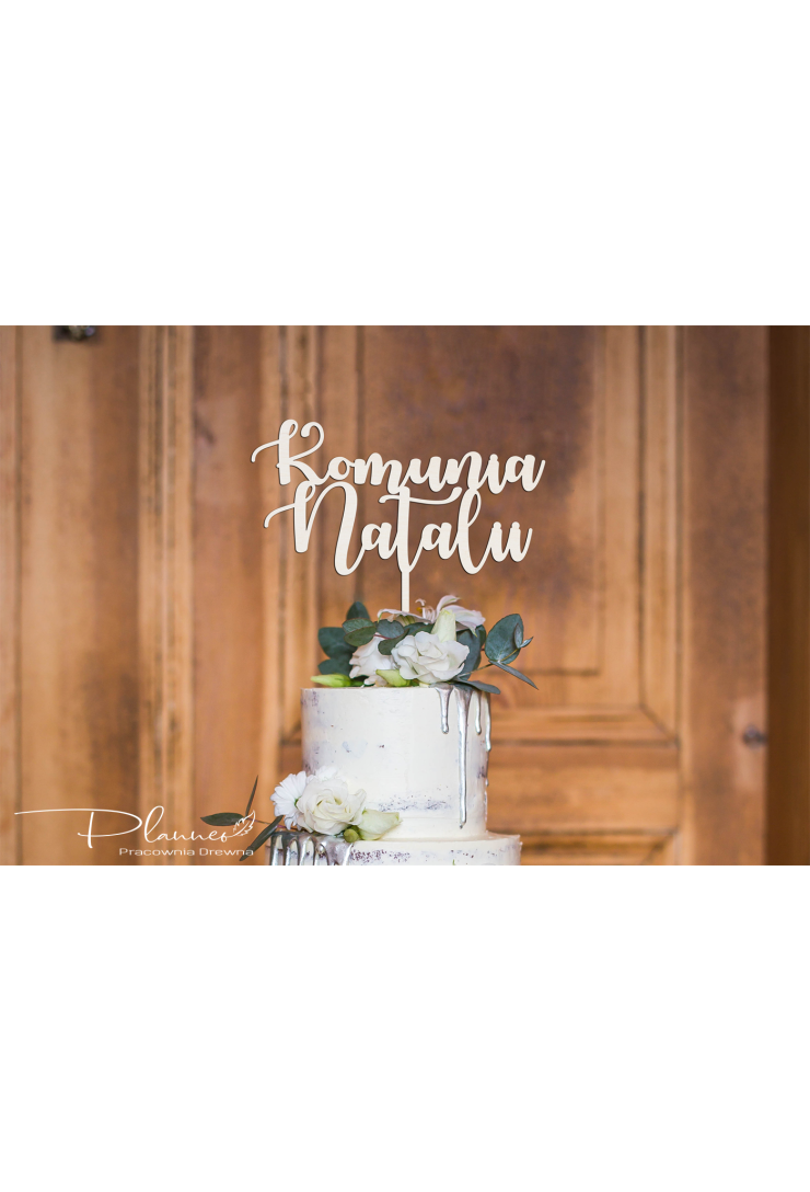 Topper Komunia Święta średni drewno