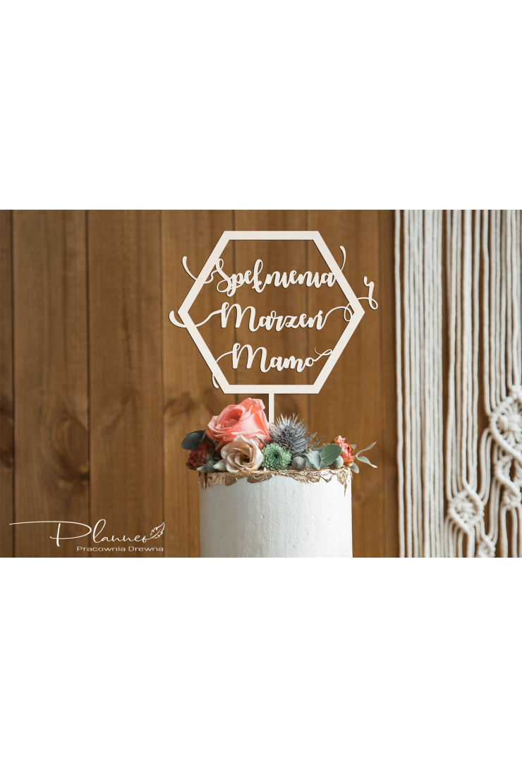 Topper drewniany Sześcian Urodzinowy