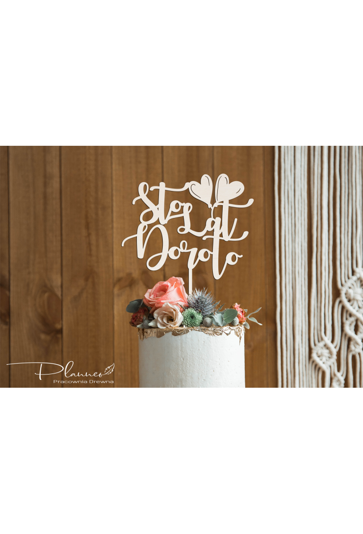 Topper drewniany Urodzinowy balony serca