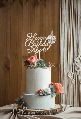 Topper Happy Birthday z muffinką