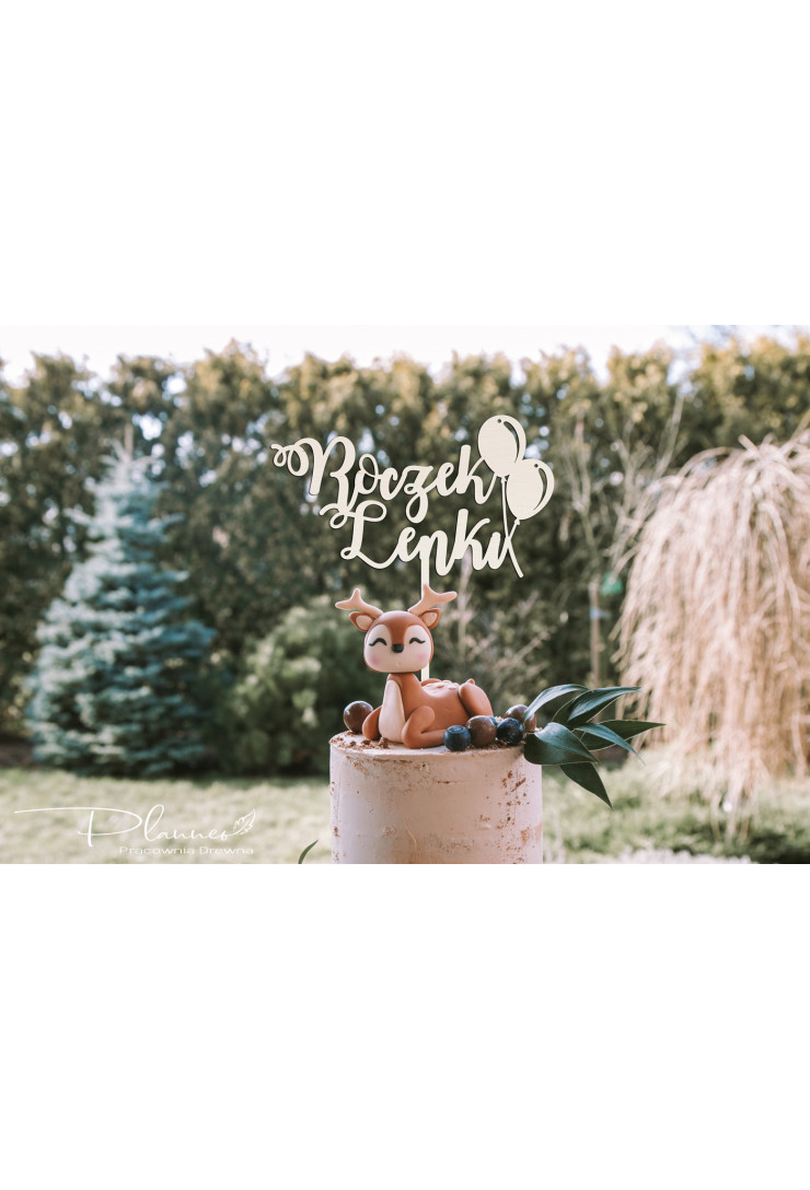 Topper drewniany Roczek małe balony