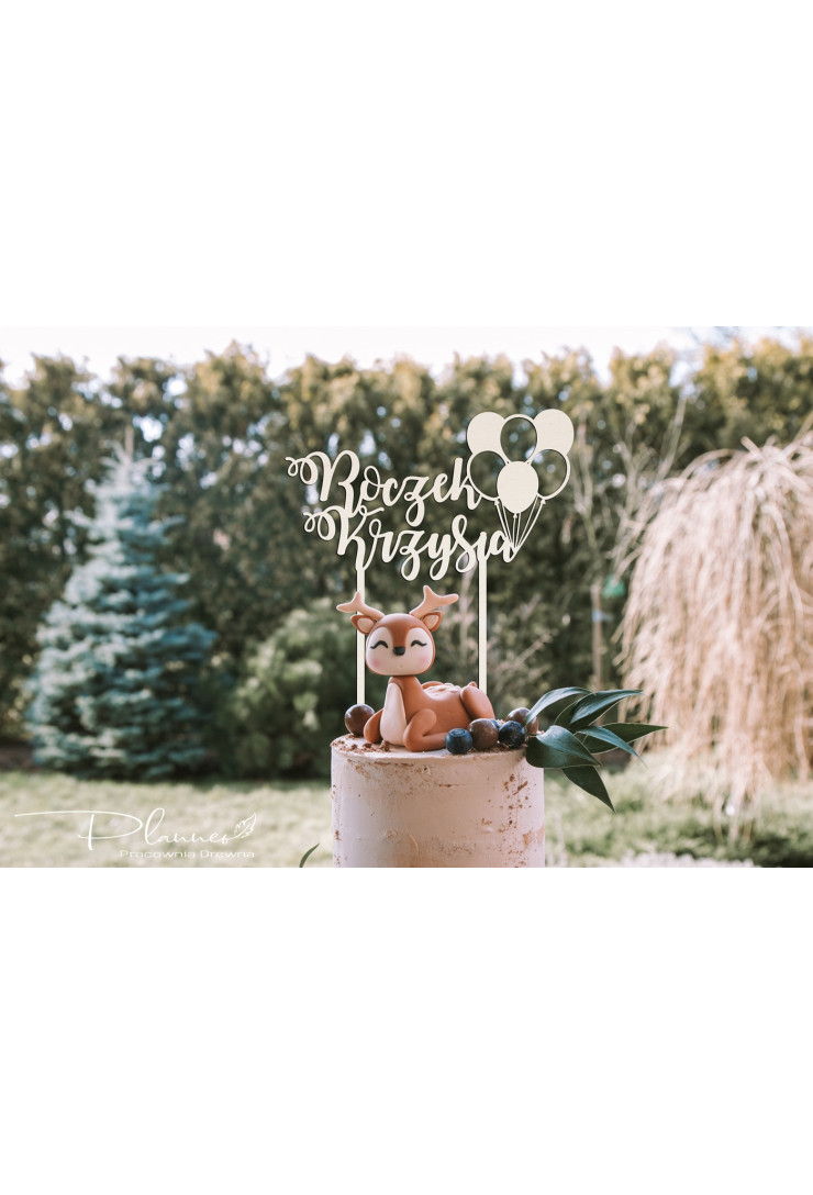 Topper drewniany Roczek duże balony