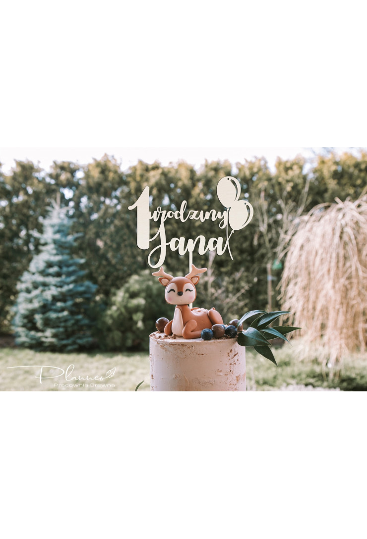 Topper drewniany Urodziny balony