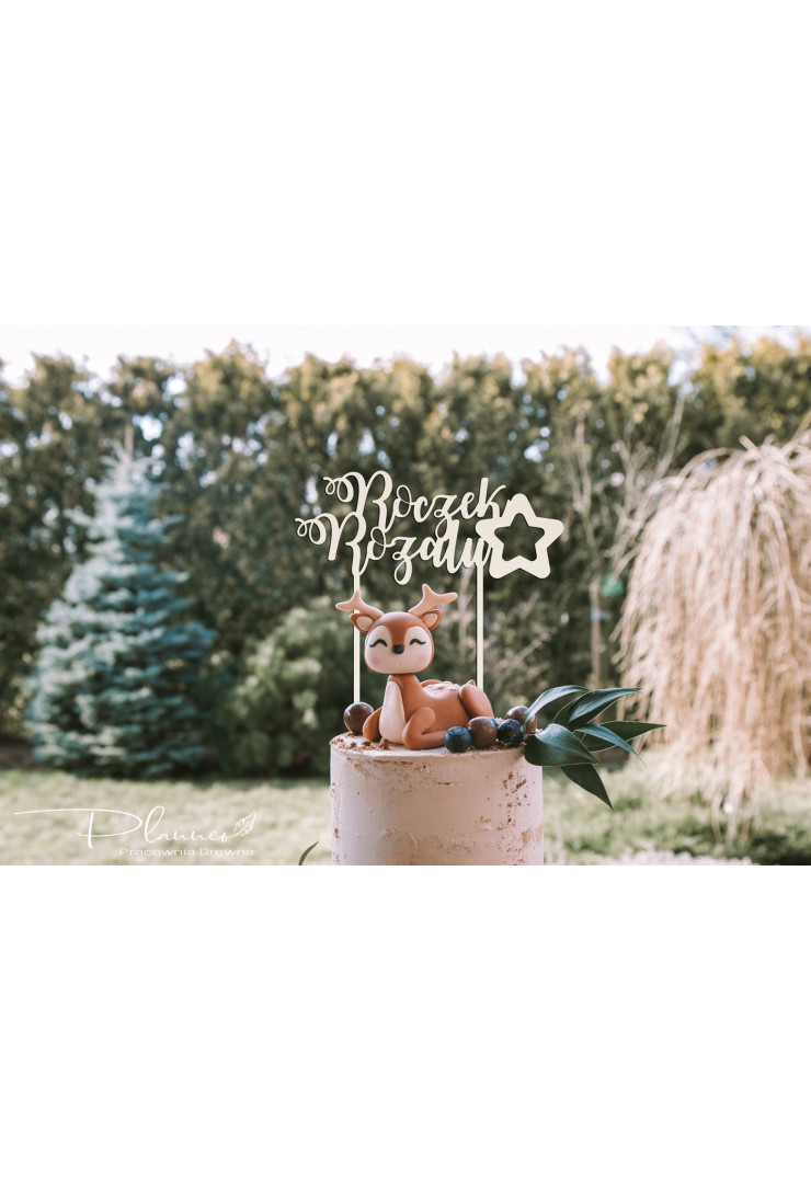 Topper drewniany Roczek gwiazdka