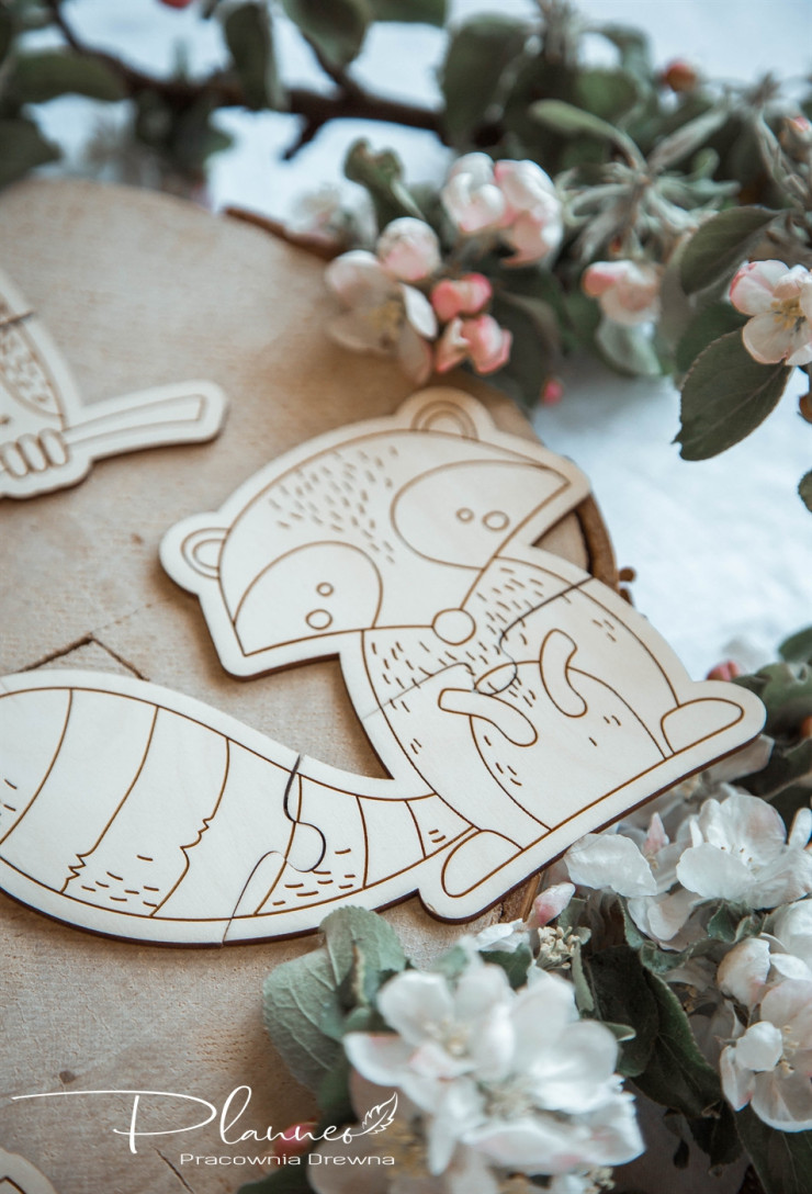 Drewniane Puzzle zwierzęta leśne