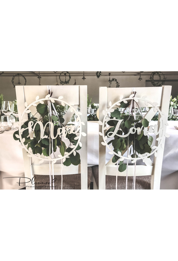 Drewniane obręcze liście Mąż Żona