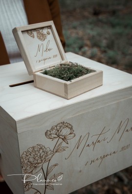 Grawerowany komplet skrzynka na koperty oraz pudełko na obrączki