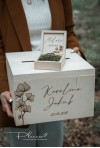 Drewniany grawerowany komplet skrzynka na koperty oraz pudełko na obrączki