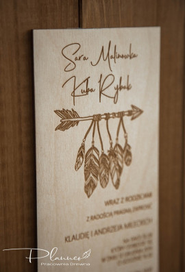 Drewniane grawerowane zaproszenia ślubne