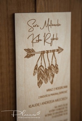 Drewniane grawerowane zaproszenia ślubne