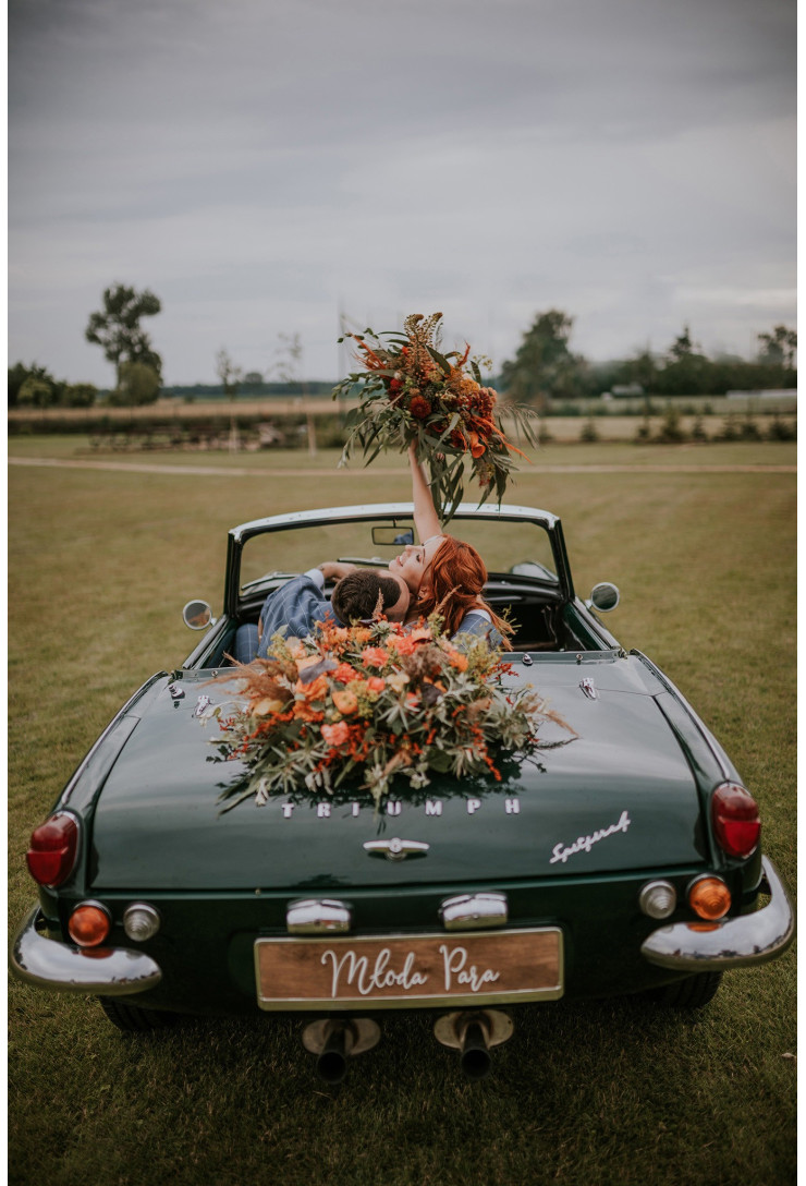 Tablica rejestracyjna Młoda Para z drewna