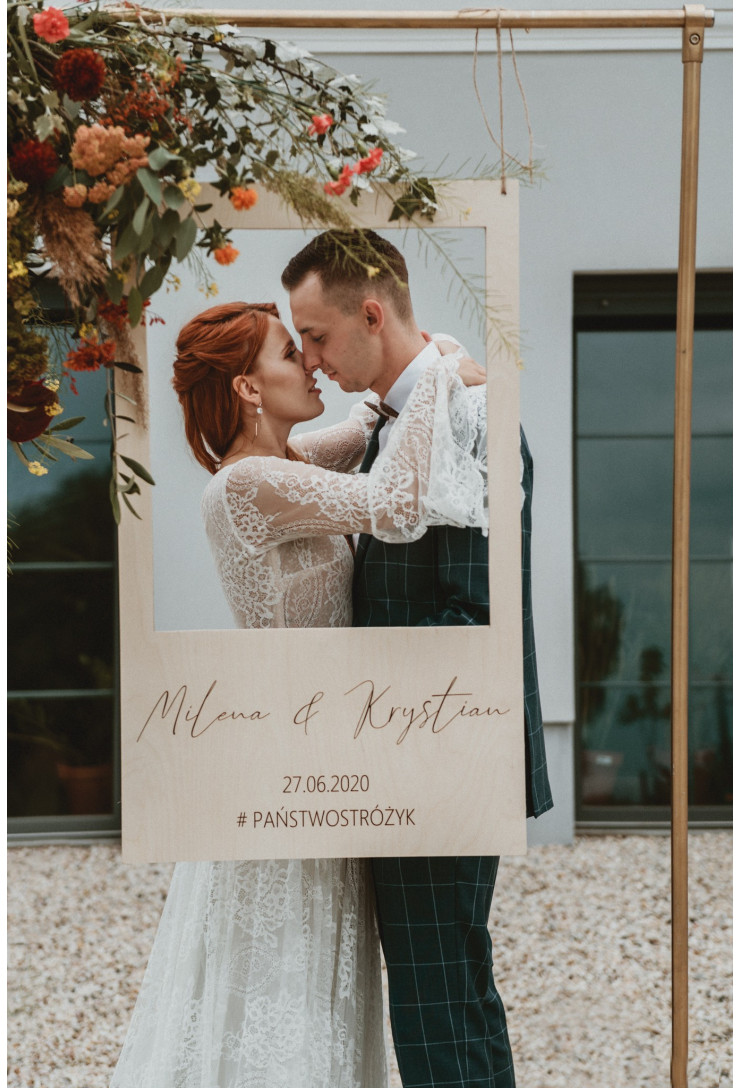 Drewniana ramka weselna