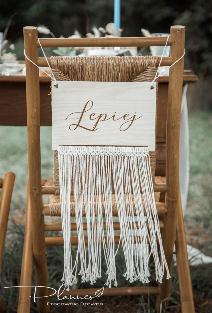 Tabliczki na krzesła Razem Lepiej z makramą