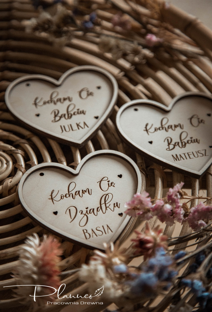 Drewniane serca dla Dziadków