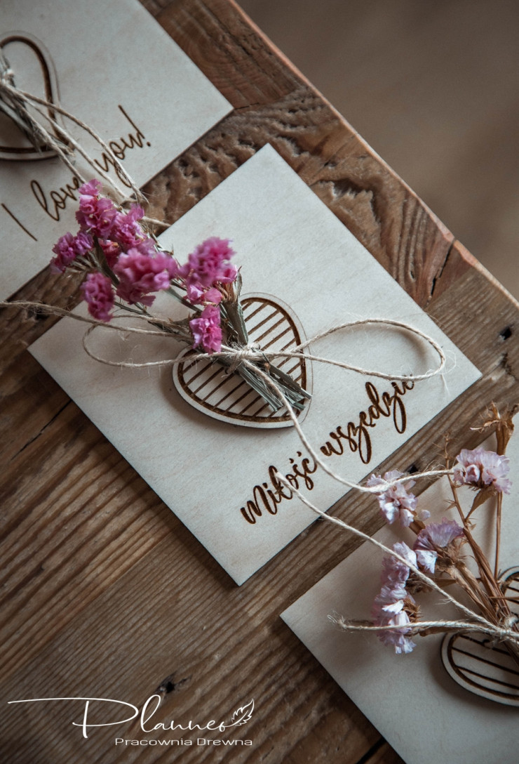 Drewniany magnes Walentynkowy