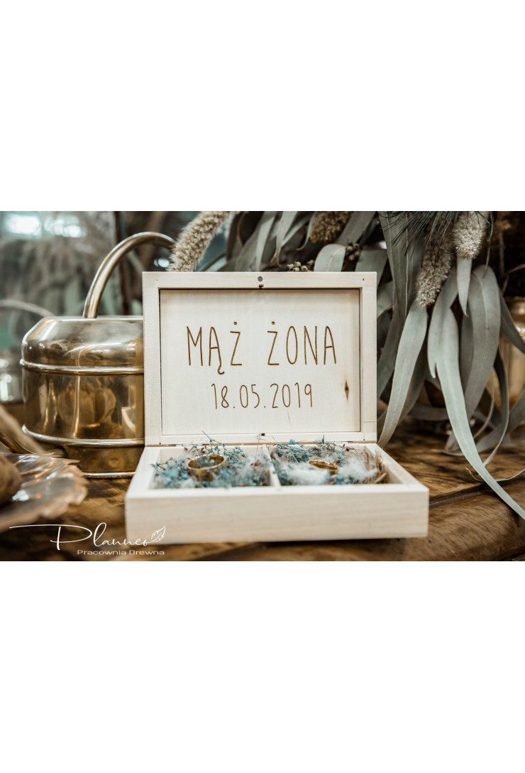 Grawerowane pudełko folklor na obrączki