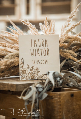 Drewniane grawerowane pudełko prośba o błogosławieństwo folklor