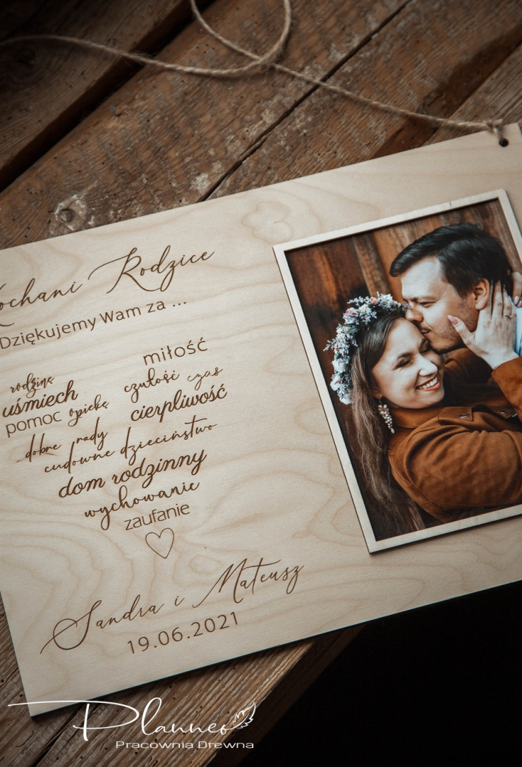 Podziękowanie dla rodziców grawerowane