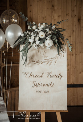 Tablica powitalna na Chrzest Święty