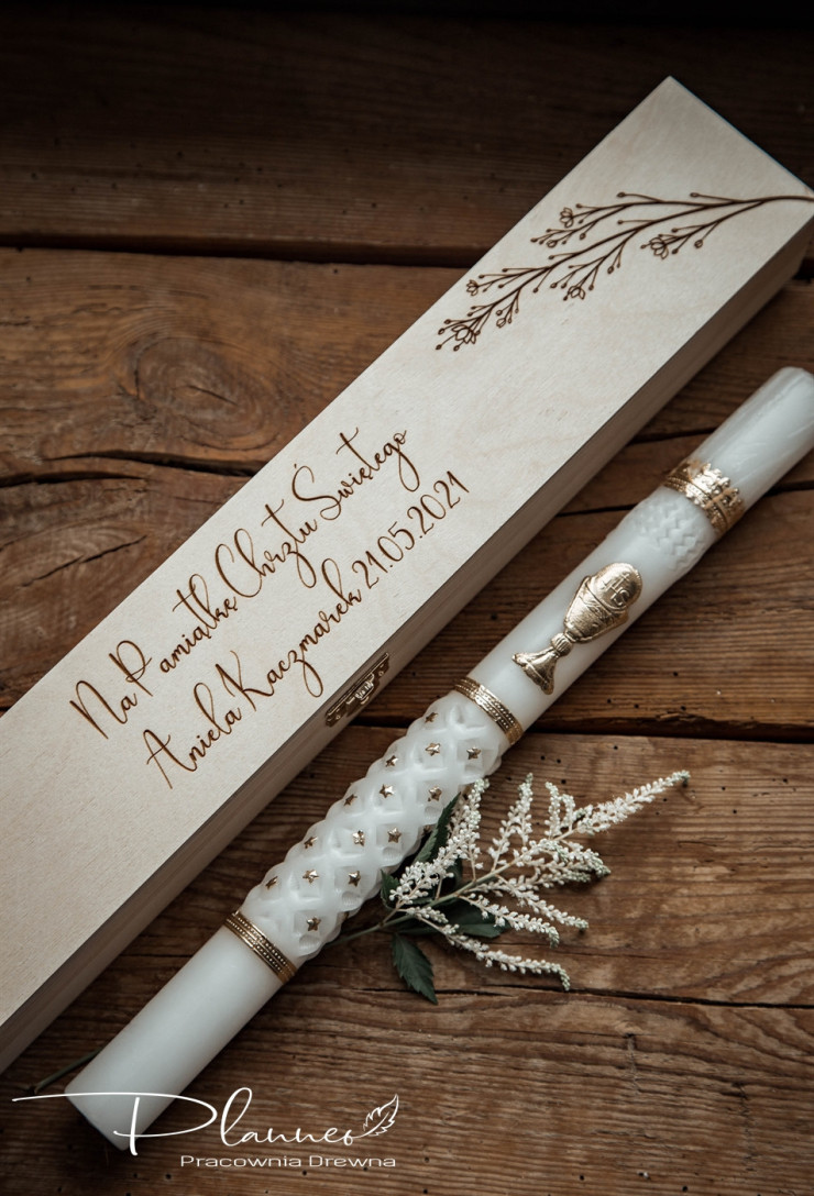 Pudełko drewniane na świecę natura